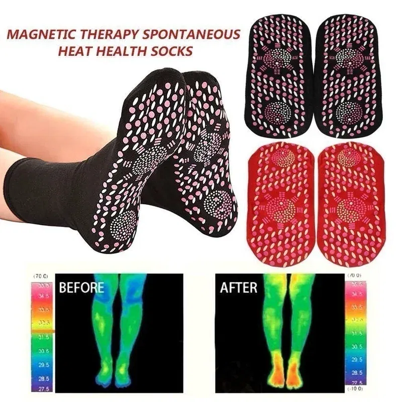 Color: MULTI - 1/5pairs Tourmaline Self-Heating Socks Winter Warm Thermal Health Care Socks Slimming Health Short Sock Magnetic Therapy Sock