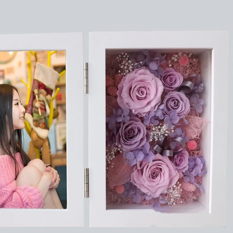 Stereo Piano Paint Frame Preserved Flower Solid Wood Photo Frame