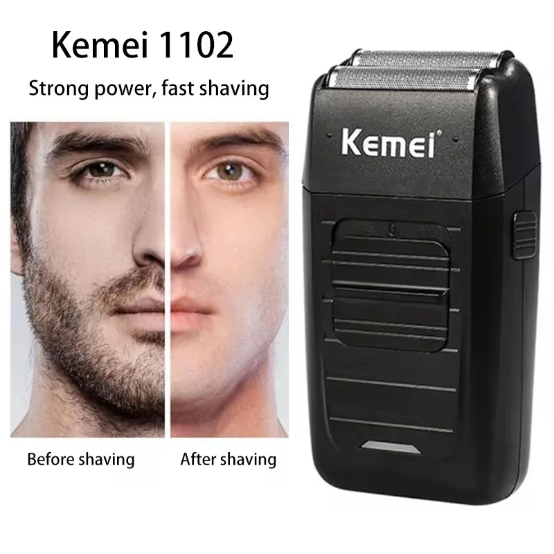 Color: Red - Kemei Professional Electric Hair Clipper Kit Rechargeable Hair Trimmer Shaver for Men USB Charging Beard Razor KM-2797 KM-1102