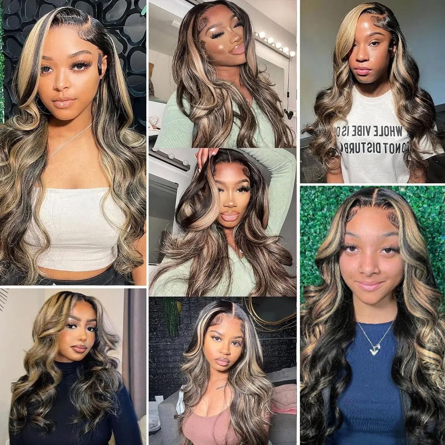 Hair Color: #6, Stretched Length: 30inches, Density: 180% - Highlight Blonde #1B/27 13X4 Lace Front Wigs Boday Wave Human Hair Transparent Lace Frontal Wigs Pre Plucked For Salon Quality