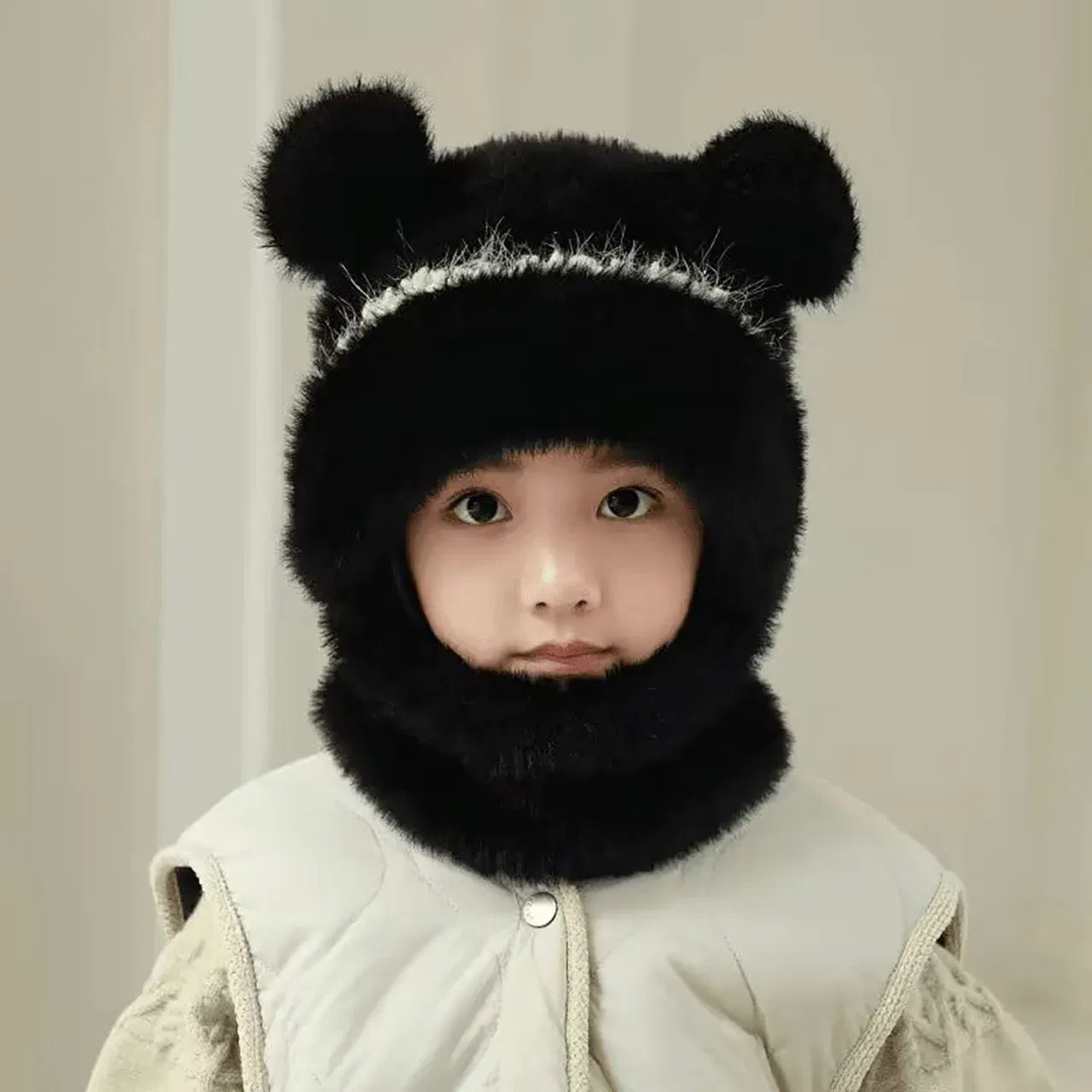 Color: army green, Size: XXL - Kids Plush Scarf Pullover Cap Winter Warm Ear Protection Hat 2-10Year Children One-Piece Beanie Baby Velvet Neckerchief Headgear