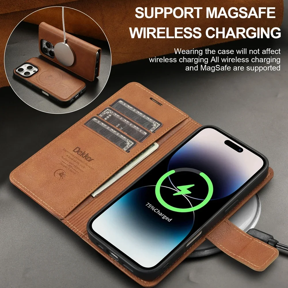 Color: Red, Material: EVA - 2 in 1 MagSafe Wallet Case for IPhone 16 Promax 15 Plus 14 Pro Max 13 12 Iphone16 Magnetic Wireless Charging Phone Cover