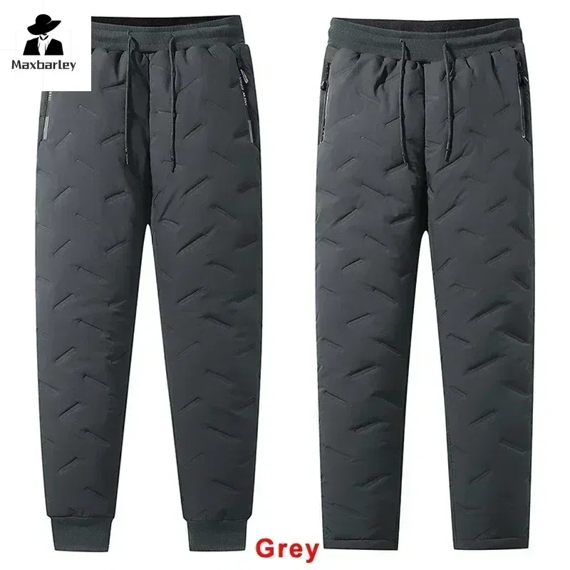 Size: 7XL, Color: army green - Winter Down Cotton Pants Men's Casual Waterproof Zipper Pocket Thickened Wool Warm Pants Jogger Outdoor Cold-proof Ski Pants 7XL