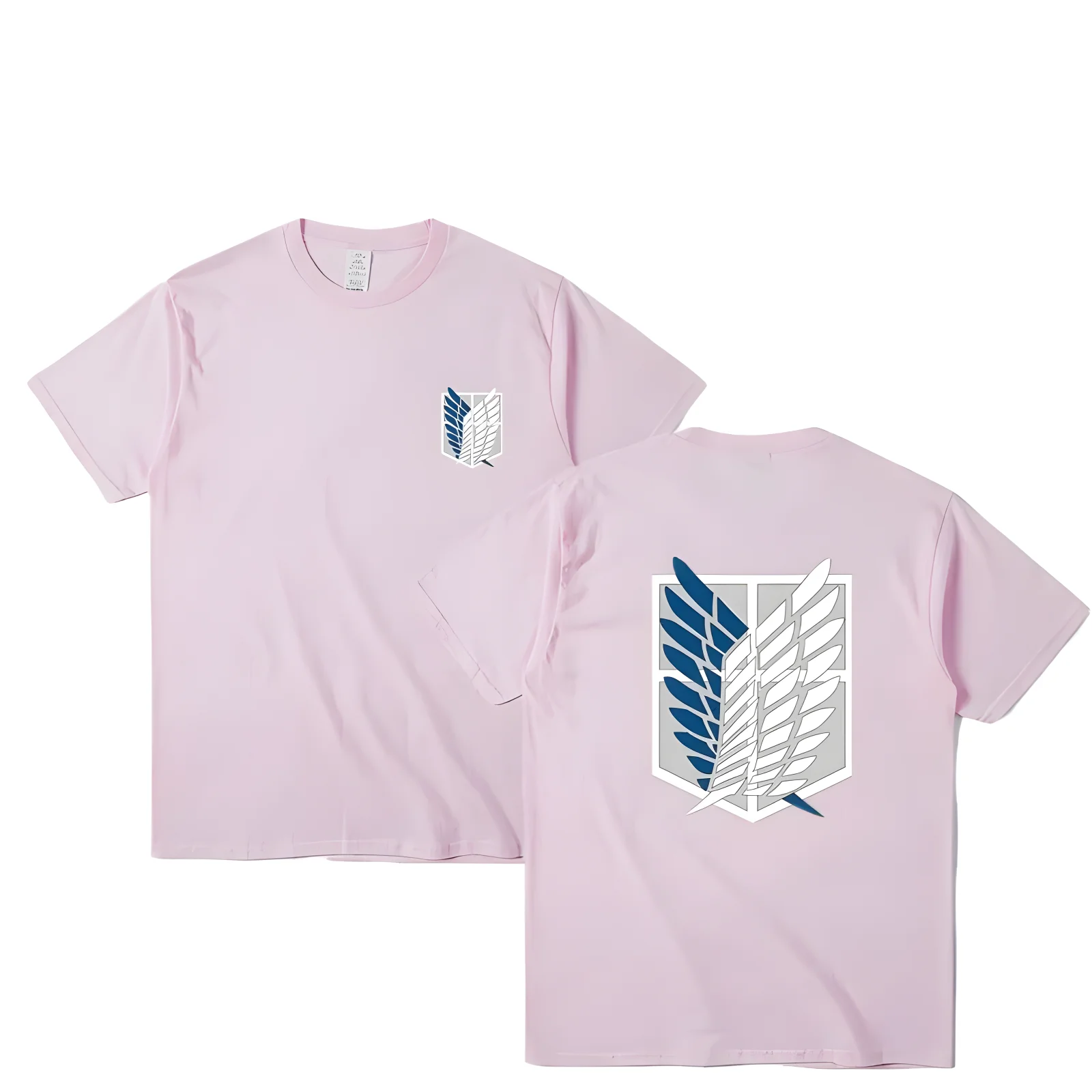 Color: Pink, Size: XL - Attack on Titan T-shirt Wings of Freedom Short Sleeve Ackerman Mikasa Eren Jaeger Men Cotton Tops Summer Oversized O-Neck Tee