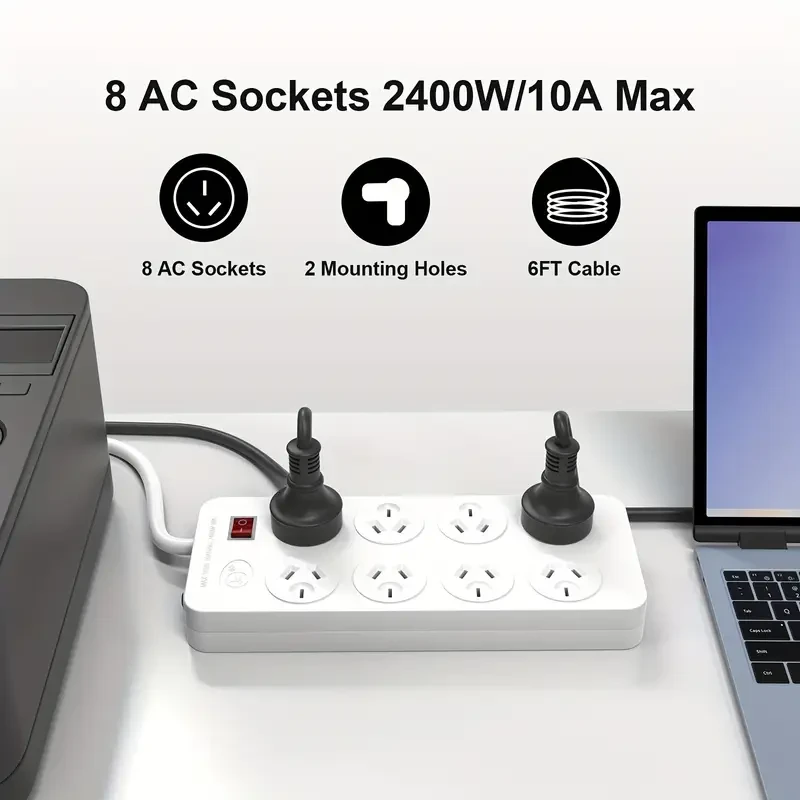 Power Strip with 8 AC Outlets