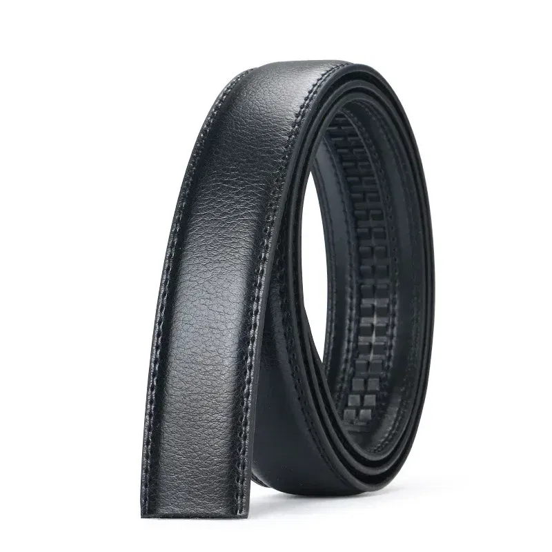 Color: black, Belt Length: 120cm - Men No Buckle 3.5cm Wide 130 140 150 160 170 cm Large Plus Size Belt Straps No Buckle for Automatic Buckle Genuine Leather Belts