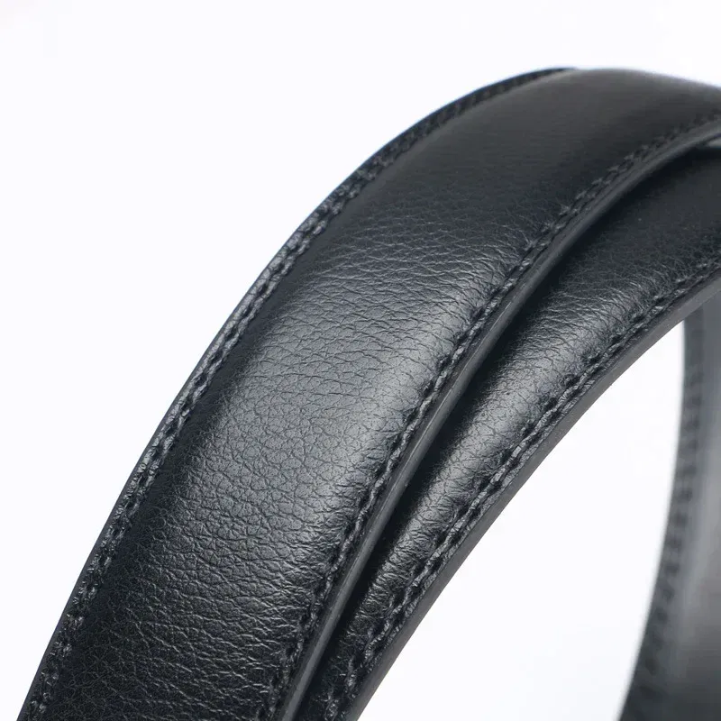 Color: black, Belt Length: 120cm - Men No Buckle 3.5cm Wide 130 140 150 160 170 cm Large Plus Size Belt Straps No Buckle for Automatic Buckle Genuine Leather Belts