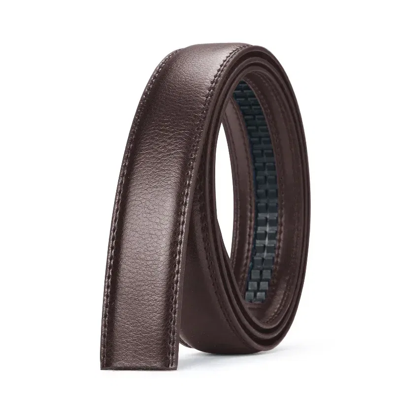 Color: black, Belt Length: 120cm - Men No Buckle 3.5cm Wide 130 140 150 160 170 cm Large Plus Size Belt Straps No Buckle for Automatic Buckle Genuine Leather Belts