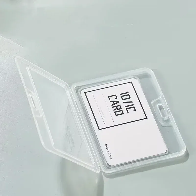 Color: Khaki - 1pcs Plastic Bus Card Holder Case Business Credit Cards Bank ID Card Sleeve Protect Waterproof Transparent Card Cover