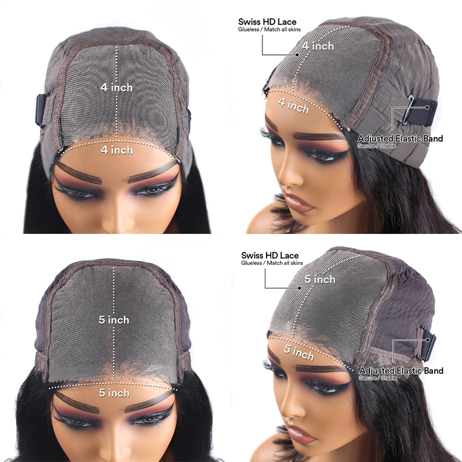 Stretched Length: 32inches, Hair Color: #10, Density: 200%, Ships From: CHINA - Glueless Wig Human Hair Ready To Wear Water Wave Lace Front Wig 4x4 5x5 Lace Closure Black Wig Curly HD Lace Frontal Human Hair