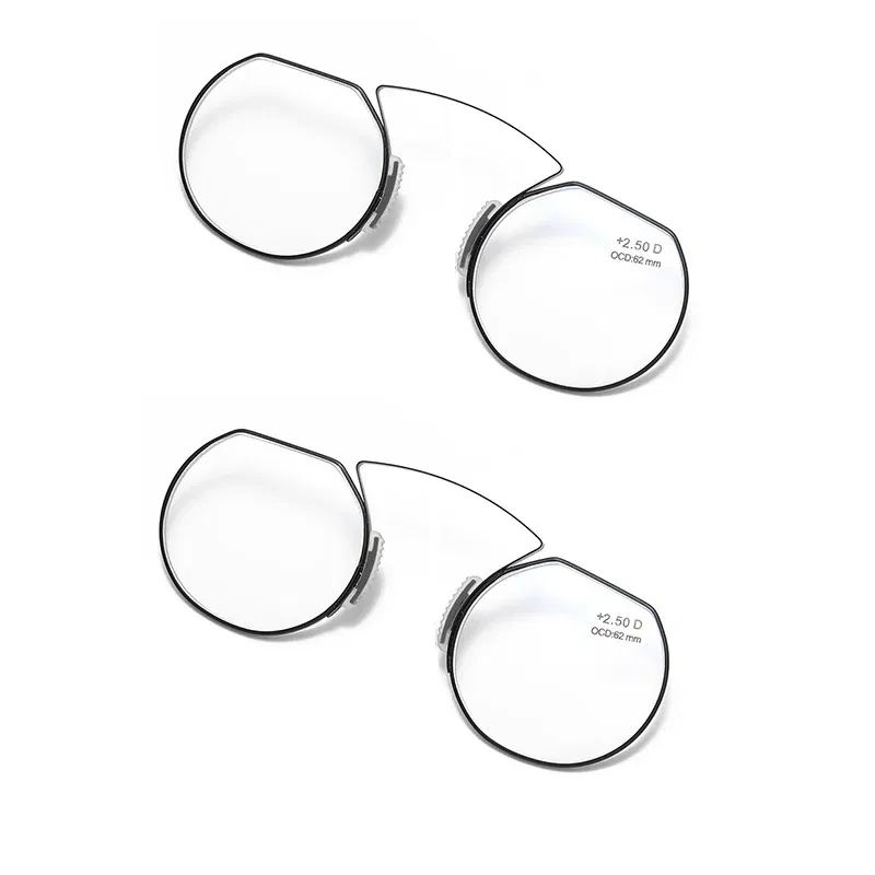 Frame Color: Yellow, Eye Prescription: +200 - Women Clip Nose Reading Glasses Anti Blue Light Presbyopic Glasses Men Portable Men's Eyeglasses Anti-Lost Legless Bezel + Case