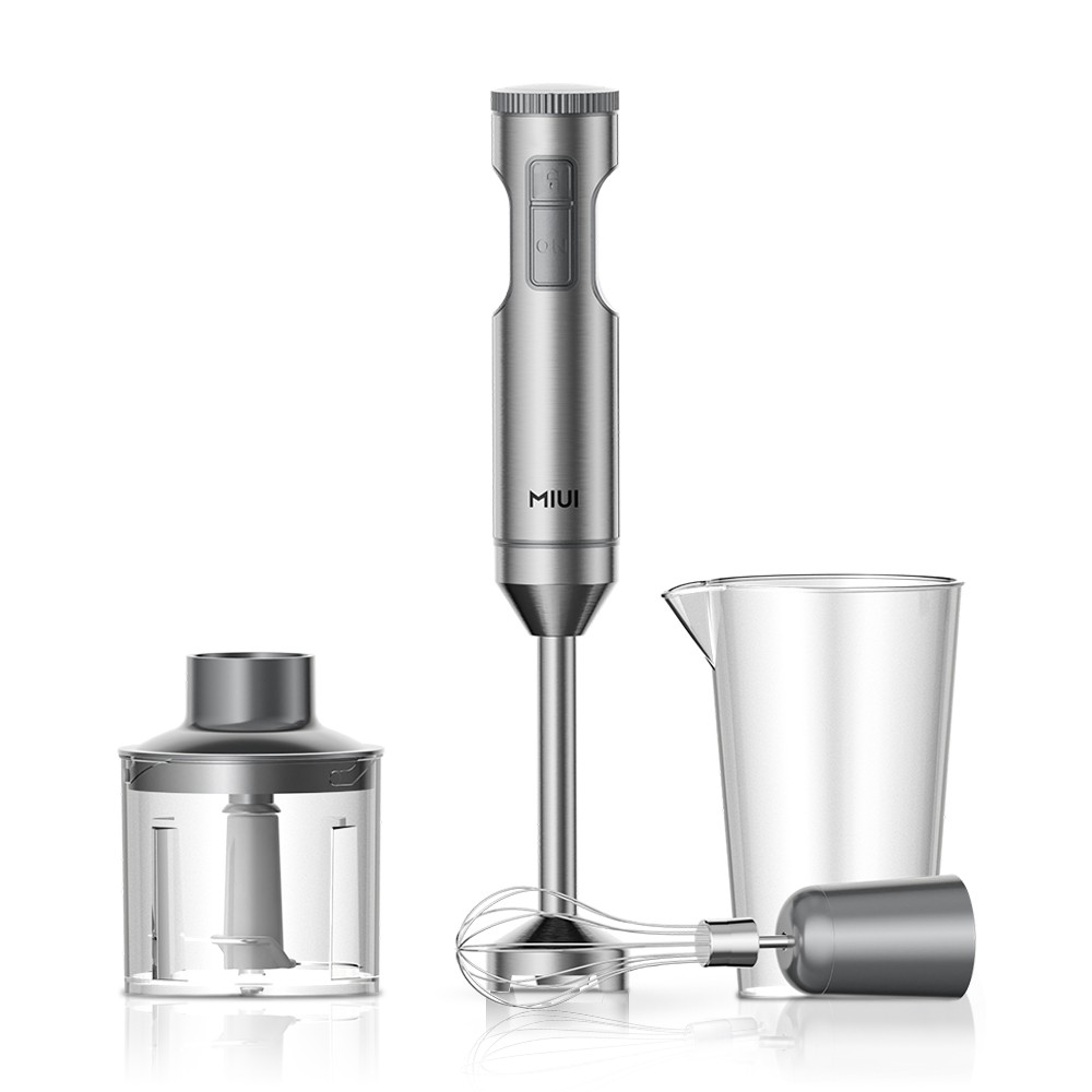 MIUI Hand Immersion Blender  1000W 4-in-1 Stainless Steel Food Mixer with 700ml Beaker & 500ml Processor