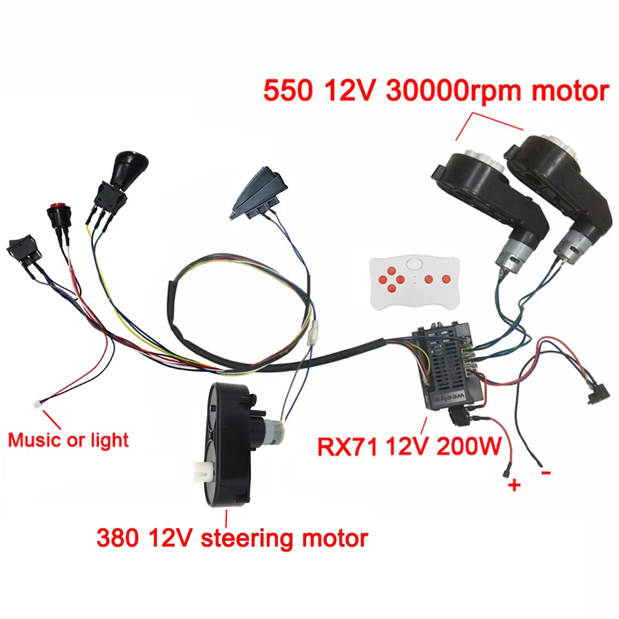 Color: black - Children electric car DIY accessories wires and gearbox,Self-made toy car full set of parts for electric car kids ride on
