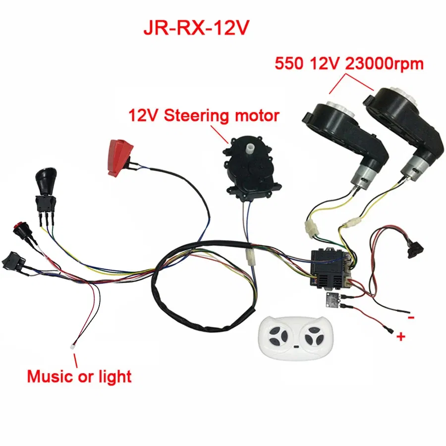 Color: black - Children electric car DIY accessories wires and gearbox,Self-made toy car full set of parts for electric car kids ride on