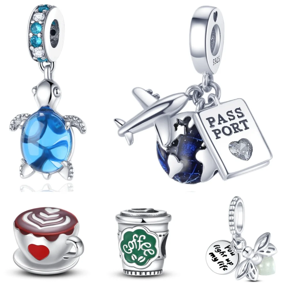 Color: Green - Hot 925 Sterling Silver Articles Daily Use Series Charms Beads Fit Original Pandora Bracelets S925 DIY Jewelry Gifts Accessories