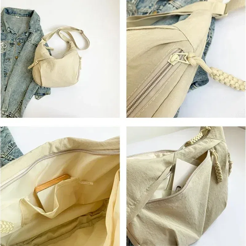 Color: Orange - Trendy Women's Soft Cloth Shoulder Bag Solid Color Student Casual Style Big Handbags Crossbody Bags for Women Shoulder Hobos Bag