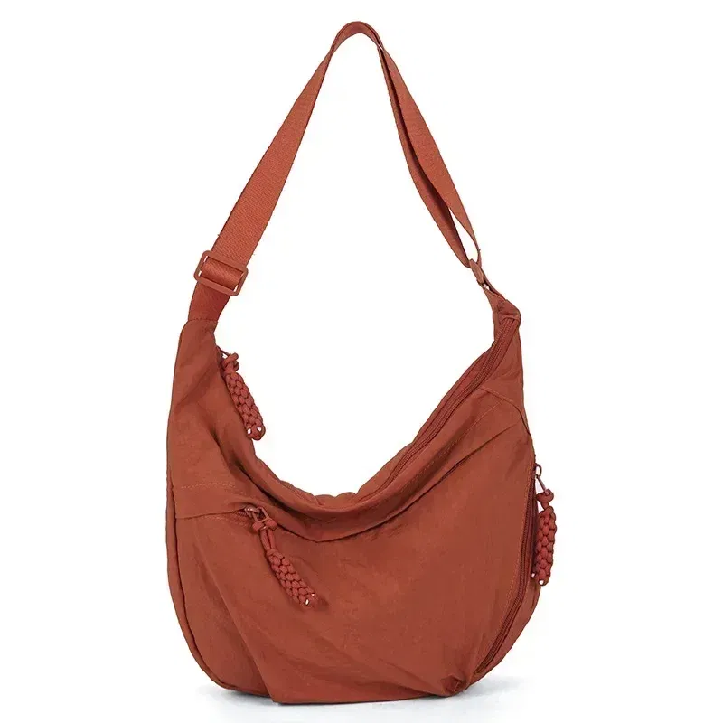 Color: Orange - Trendy Women's Soft Cloth Shoulder Bag Solid Color Student Casual Style Big Handbags Crossbody Bags for Women Shoulder Hobos Bag