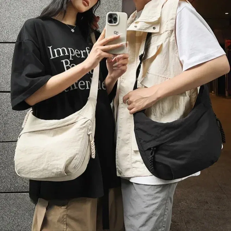 Color: Orange - Trendy Women's Soft Cloth Shoulder Bag Solid Color Student Casual Style Big Handbags Crossbody Bags for Women Shoulder Hobos Bag
