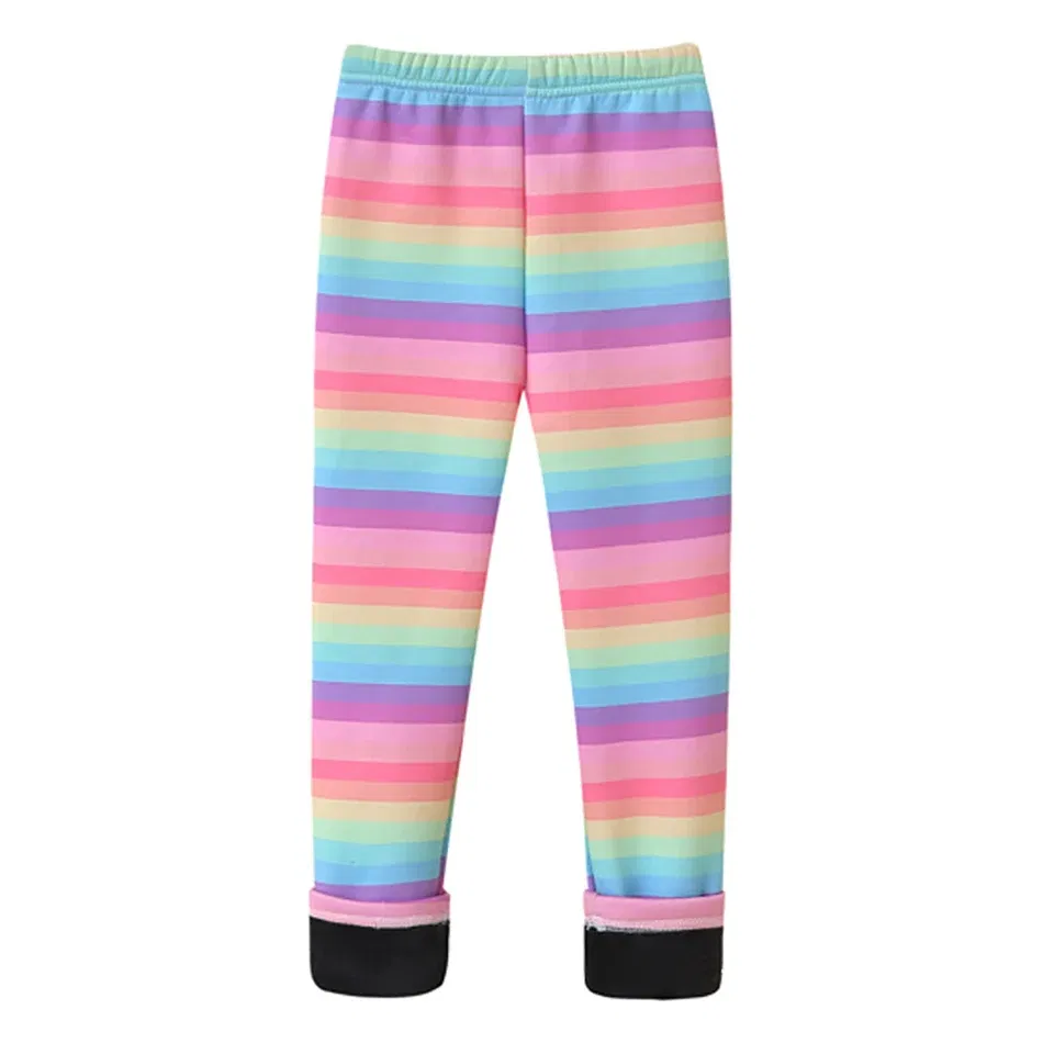 Color: Blue, Size: 80 - Girls Warm Plush Long Pants for Autumn Spring Cartoon Butterfly Striped Soft Cozy Leggings Fleece-Lined Bottoms Kids Casual Wear