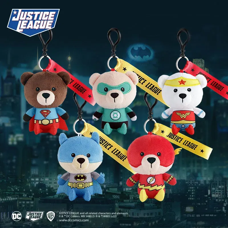 Color: FireBrick - Genuine Justice League Batman Wonder Women Plush Co-branded Teddy Bear Doll Toy Cute Anime Movie Peluche Doll Birthday Gift