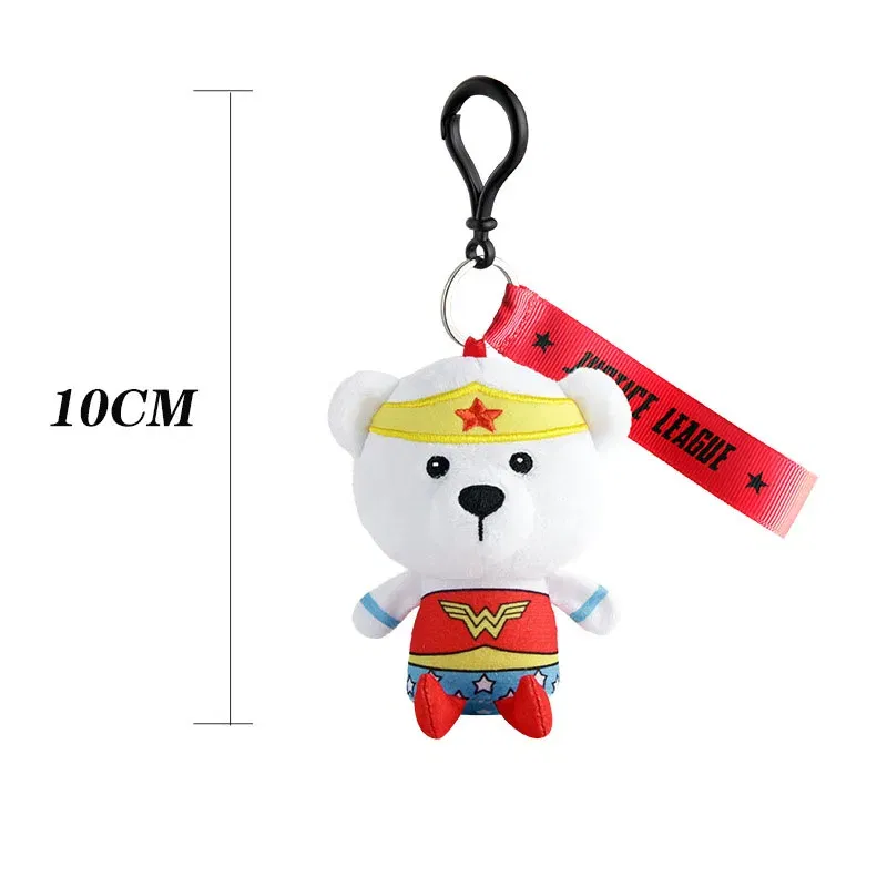Color: FireBrick - Genuine Justice League Batman Wonder Women Plush Co-branded Teddy Bear Doll Toy Cute Anime Movie Peluche Doll Birthday Gift