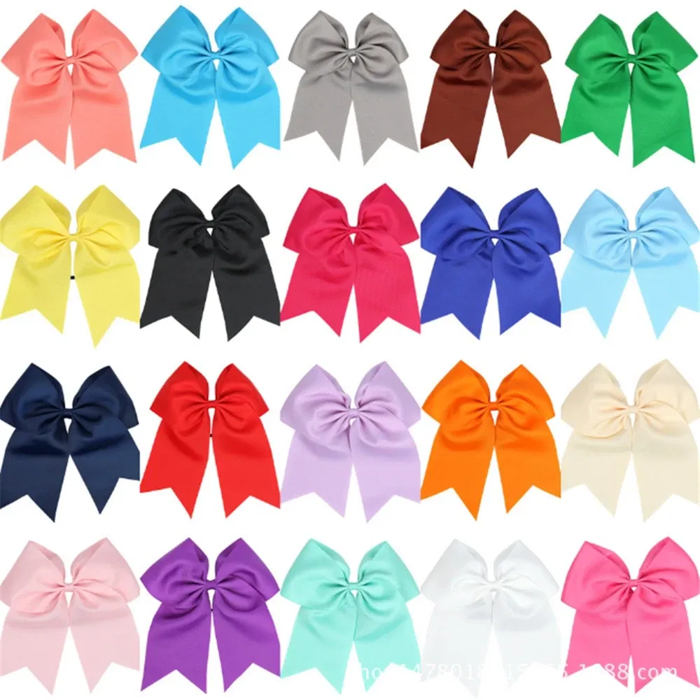 Color: Gold - 18*19 CM Lovely Dovetail Ribbon Bowknot Baby Hair Rope Solid Color Handmade Bows Elastic Hairband Ponytail Headwear Kids Gifts