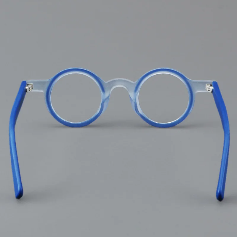 Frame Color: Blue, Eye Prescription: +450 - VCKA Round Acetate Photochromic Reading Glasses Frame Men Prescription Anti-blue Eyeglasses Women Custom Eyewear +0.50 to+6.0