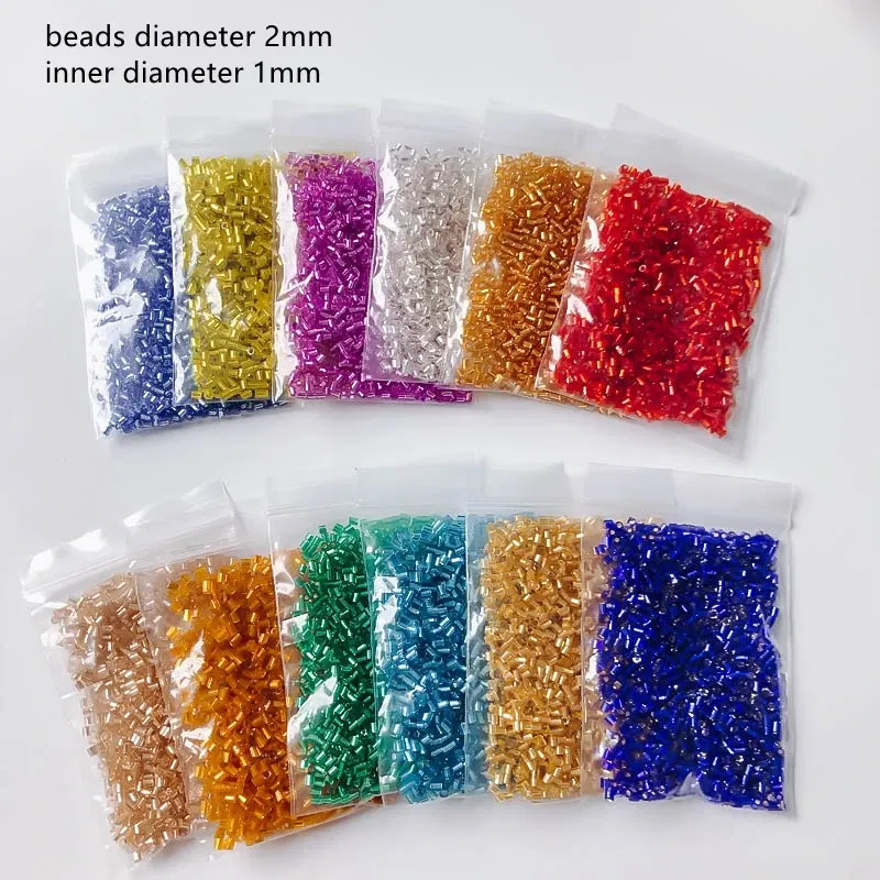 Color: SKY BLUE, Item Diameter: 2mm - 2mm Glass Seed Loose Beads Silver Color Inner Long Tube Charms DIY Craft Bracelet Jewelry Making Supplies Necklace Accessories