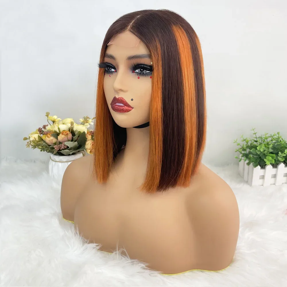 Hair Color: #39J, Stretched Length: 10inches, Density: 100% - 250% Density Grey 2x6 Lace Closure Wigs Straight Bob Glueless Wig Gray Vietnamese Human Hair Super Double Drawn Wigs Pre Plucked