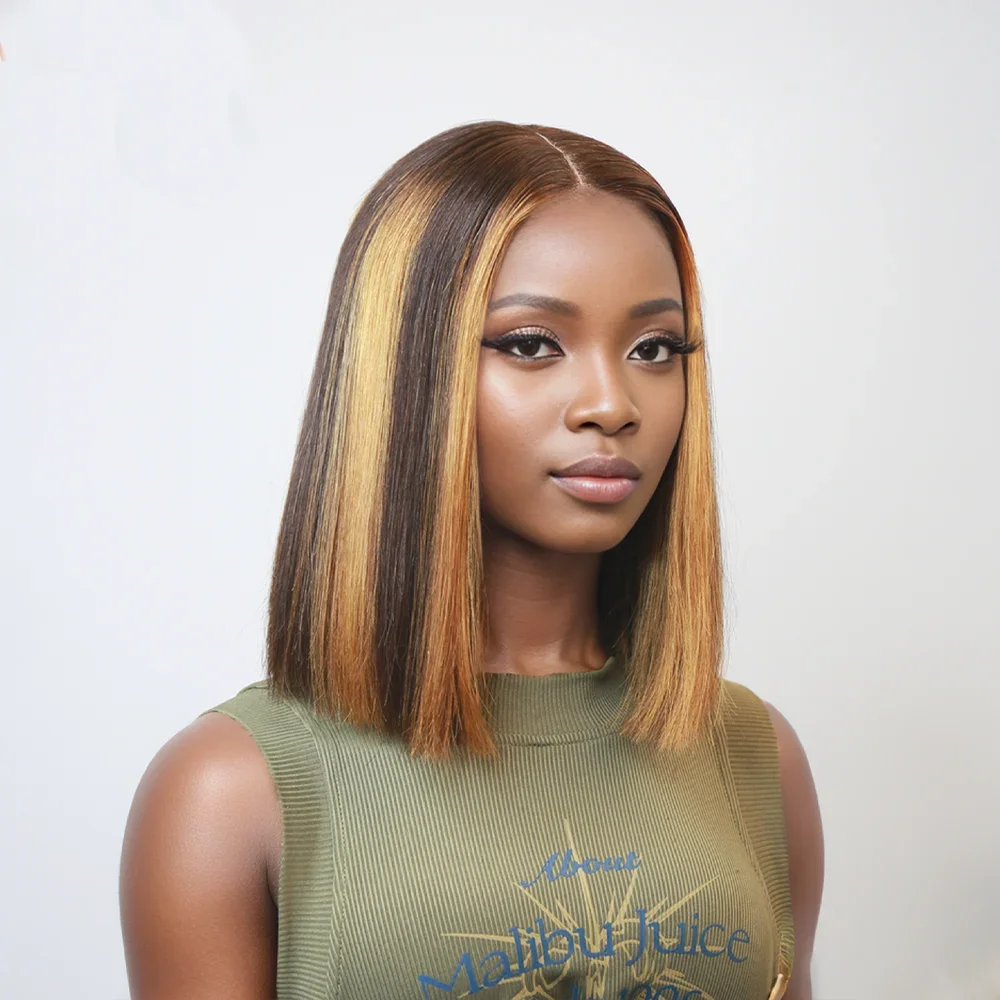 Hair Color: #39J, Stretched Length: 10inches, Density: 100% - 250% Density Grey 2x6 Lace Closure Wigs Straight Bob Glueless Wig Gray Vietnamese Human Hair Super Double Drawn Wigs Pre Plucked