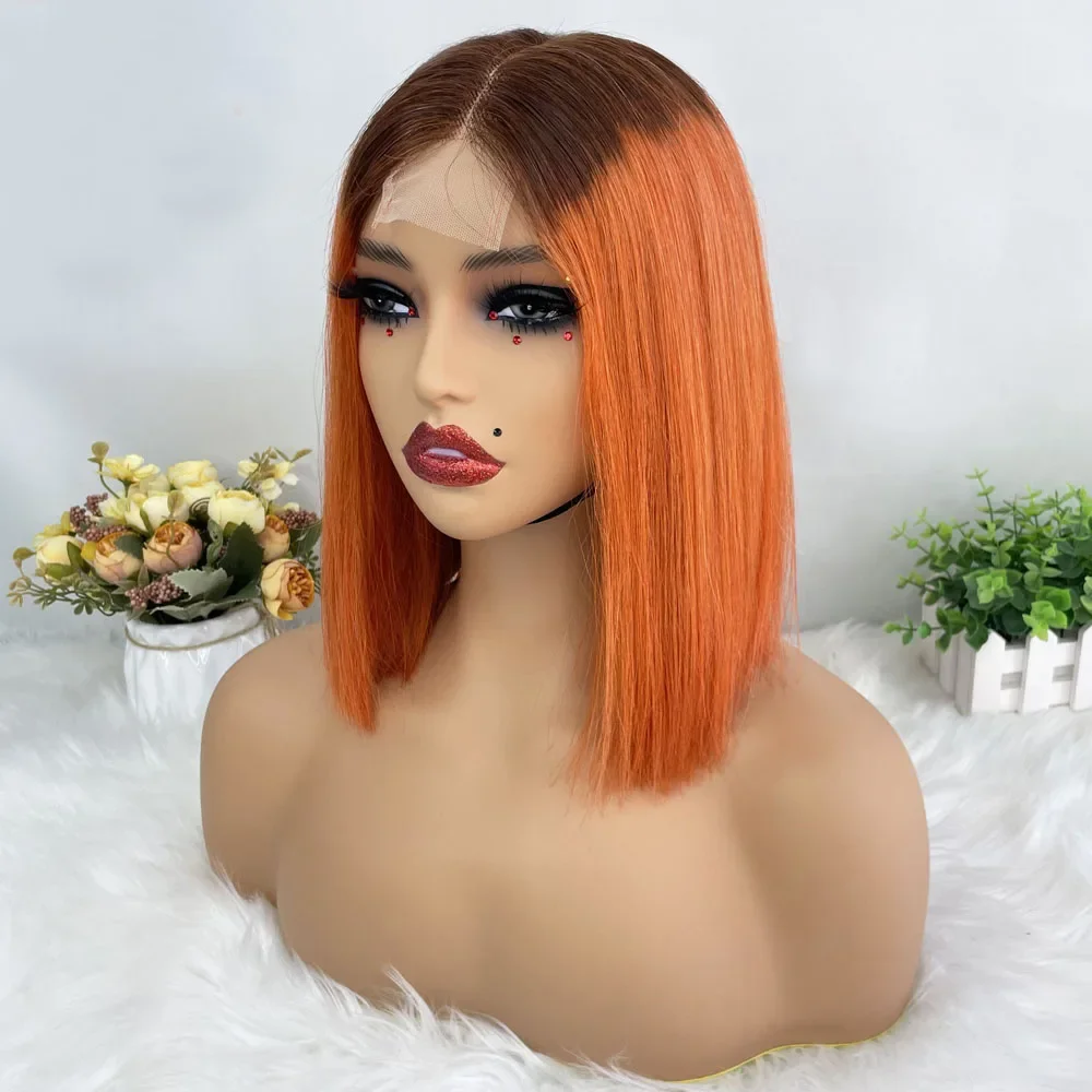 Hair Color: #39J, Stretched Length: 10inches, Density: 100% - 250% Density Grey 2x6 Lace Closure Wigs Straight Bob Glueless Wig Gray Vietnamese Human Hair Super Double Drawn Wigs Pre Plucked