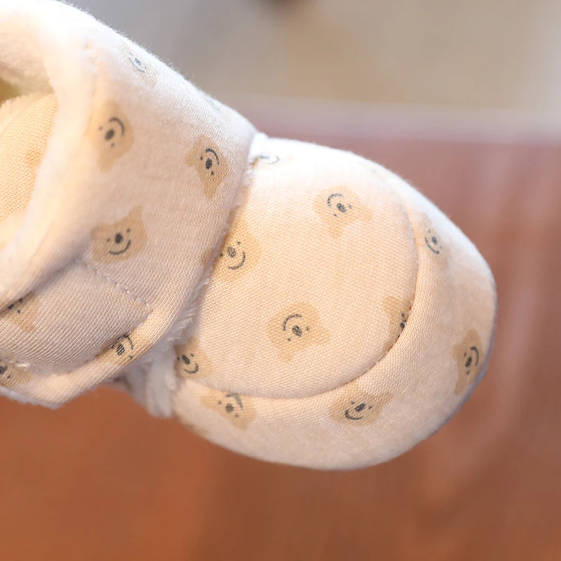 Color: Blue, Baby Age: 0-6 Months - Winter New Cute Cartoon Baby Booties Boy Girl Boots Cotton Soft-Sole Non-Slip Warm Toddler First Walkers Infant Crib Shoes