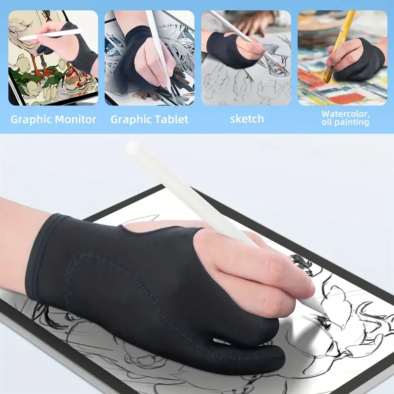 Drawing Gloves Artist Graphic Tablet For IPad Glove Palm Rejection Two Finger Right Left Hand Art Glove