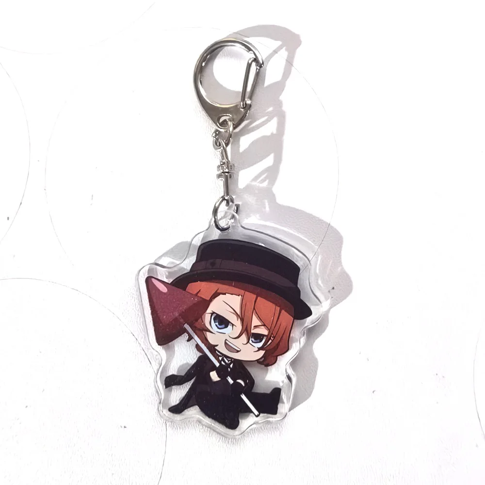 Color: Pink, Size: 6 cm - Anime Bungou Stray Dogs Arcylic Keychain Atsushi Nakajima Dazai Flower Key Chain Women Men Accessories Bag Pendant Chaveio Gifts
