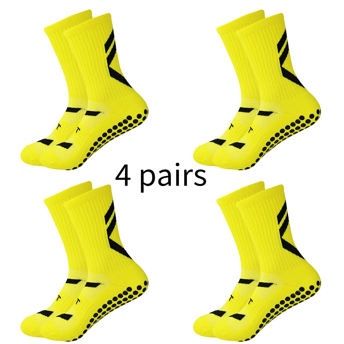 Color: Black, Size: L - 4 pairs of new combination non slip sports socks, non slip rubber grip pads, football socks, tennis running socks