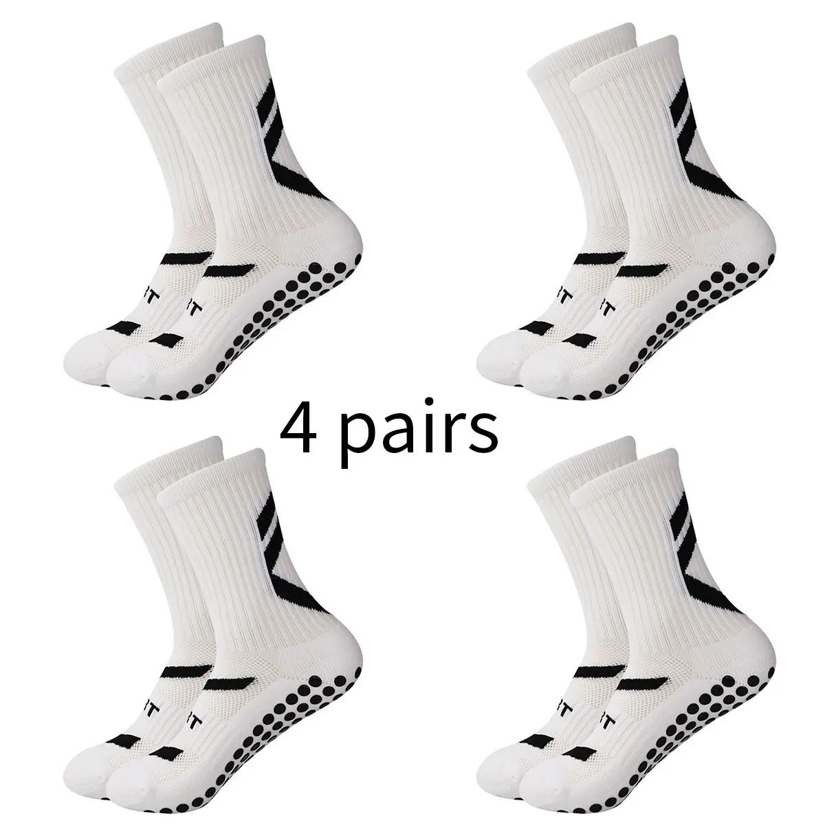 Color: Black, Size: L - 4 pairs of new combination non slip sports socks, non slip rubber grip pads, football socks, tennis running socks