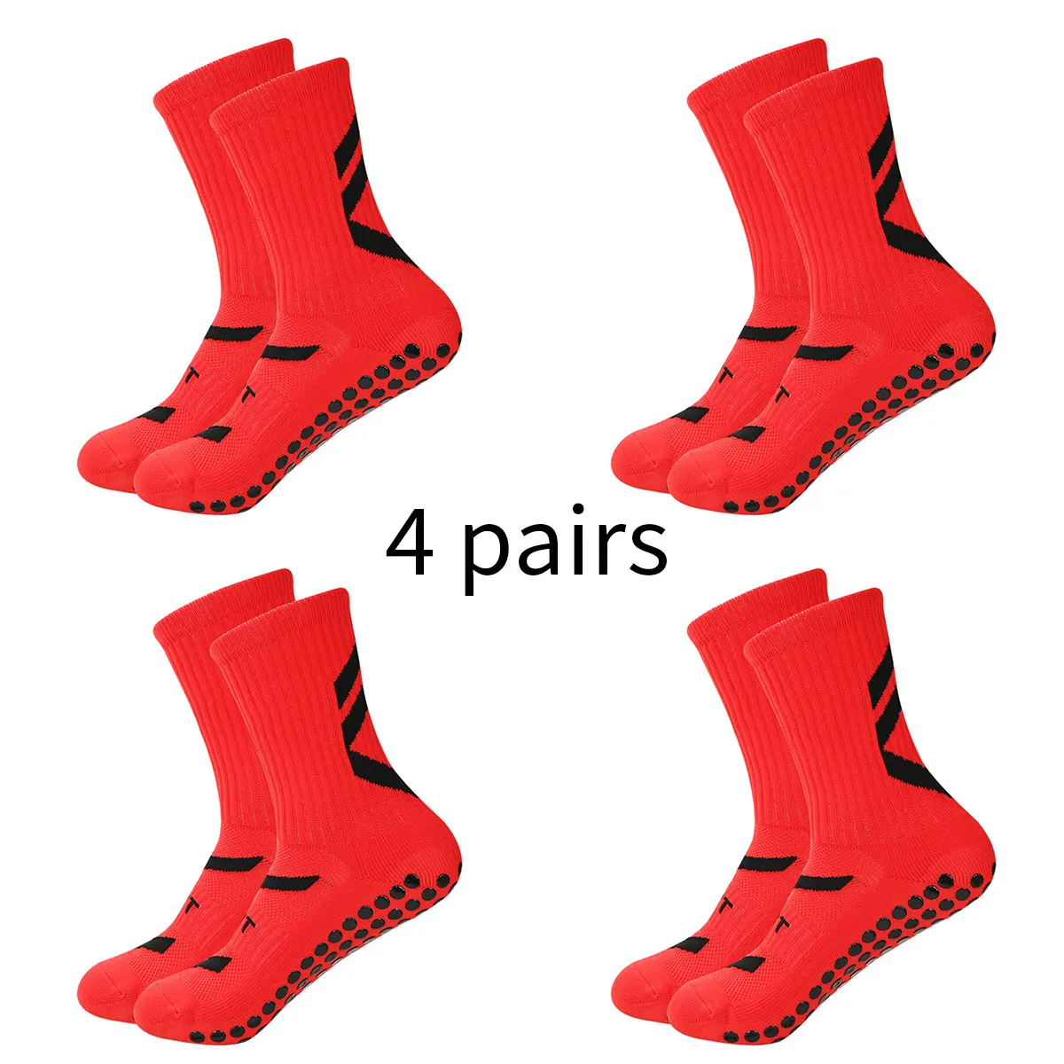 Color: Black, Size: L - 4 pairs of new combination non slip sports socks, non slip rubber grip pads, football socks, tennis running socks