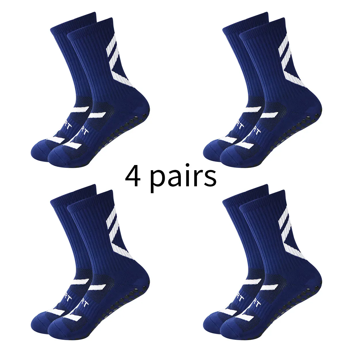 Color: Black, Size: L - 4 pairs of new combination non slip sports socks, non slip rubber grip pads, football socks, tennis running socks