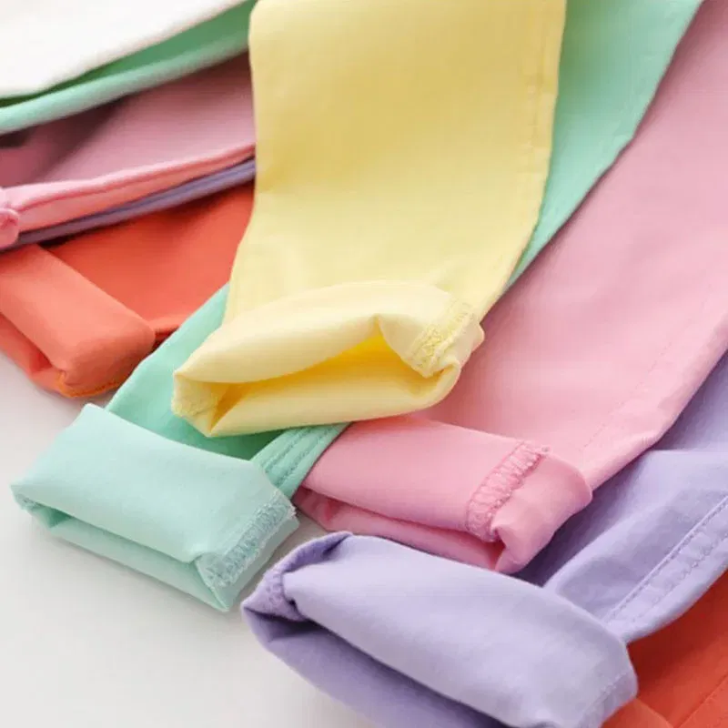 Color: Sky blue, Kid Size: 3T - Girls Pants Children Kids Pencil Pants Spring Summer Fashion Candy Colors