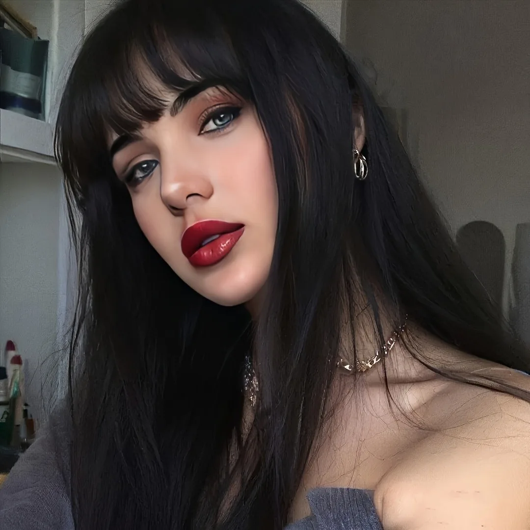 Color: #1B, Stretched Length: 26inches, Bulk Buy: 1pc - 26" Long Straight Synthetic Wig for Women with Bangs - Heat Resistant, Natural Soft Hair