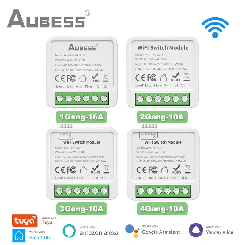 Bundle: Bundle1, Ships From: CHINA - Tuya WiFi Mini DIY Smart Switch 1/2/3/4 Gang 16/10A 2 Way Control Smart Home Automation Module Via Alexa Google Home Smart Life