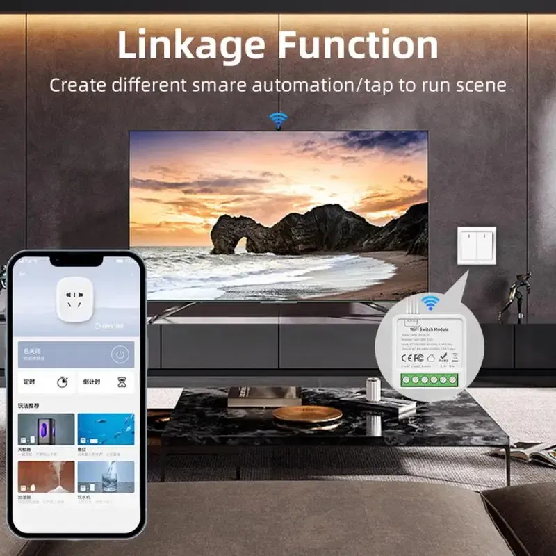 Bundle: Bundle1, Ships From: CHINA - Tuya WiFi Mini DIY Smart Switch 1/2/3/4 Gang 16/10A 2 Way Control Smart Home Automation Module Via Alexa Google Home Smart Life