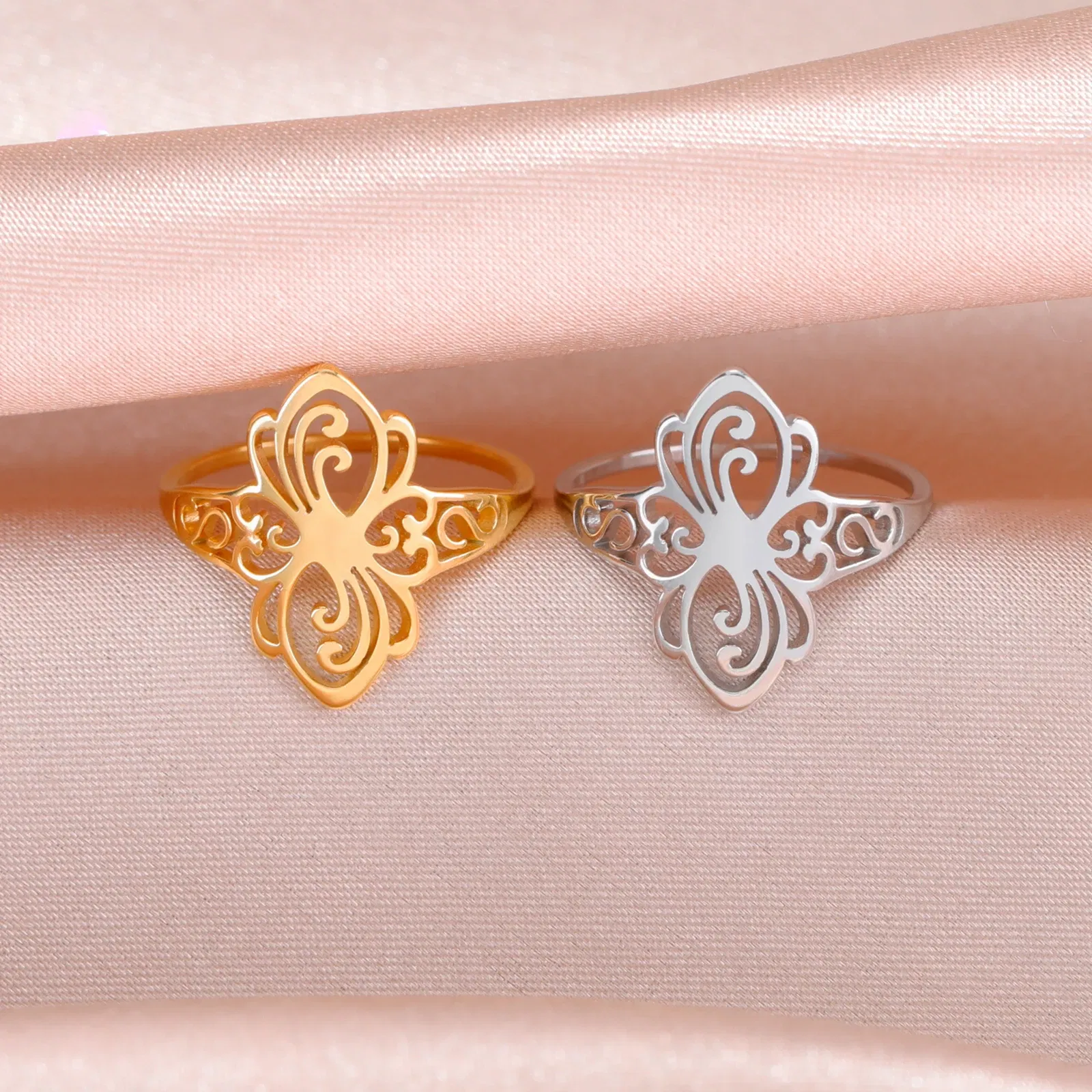 Main Stone Color: black, Ring Size: 9 - Skyrim Filigree Ring Stainless Steel Gold Color Elegant Finger Rings Women Bohemian Jewelry Wedding Band Gift Wholesale