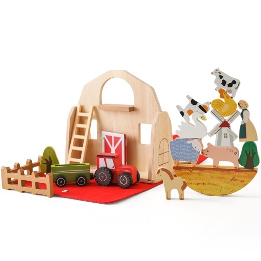 Barn Suit Wooden Building Blocks Cognitive Early Education Enlightenment Toys