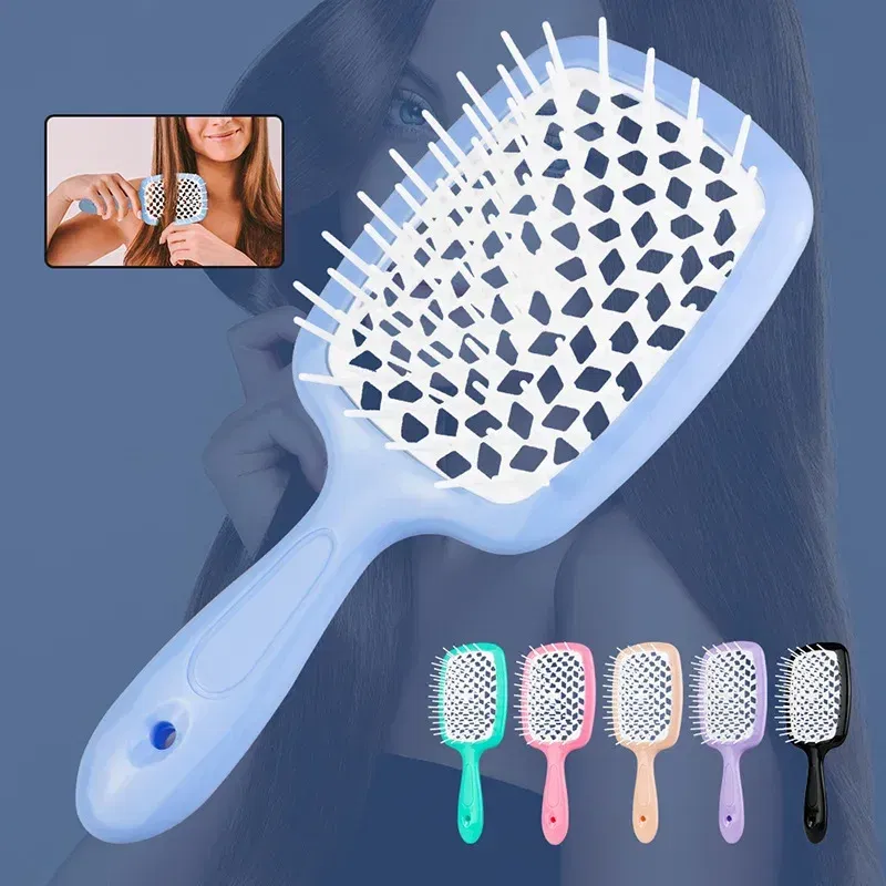 Color: Pink - Scalp Massage Combs for Women Salon Hair Brush Air Cushion Combs Hair Comb Ponytail Combs Hollowing Out Fashion Hair Accessories