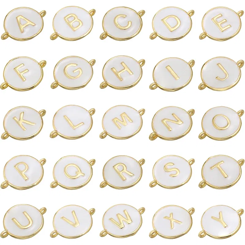Color: Navy - ZHUKOU 13x18mm white brass 26 letters jewelry connector for women bracelet necklace handmade jewelry accessories model: VS440