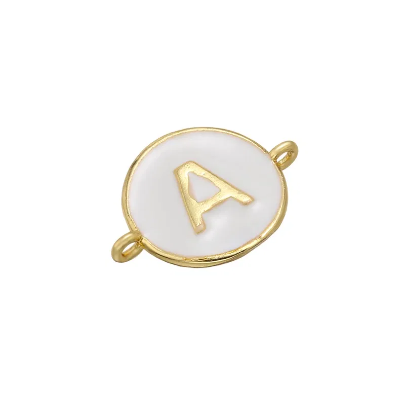 Color: Navy - ZHUKOU 13x18mm white brass 26 letters jewelry connector for women bracelet necklace handmade jewelry accessories model: VS440