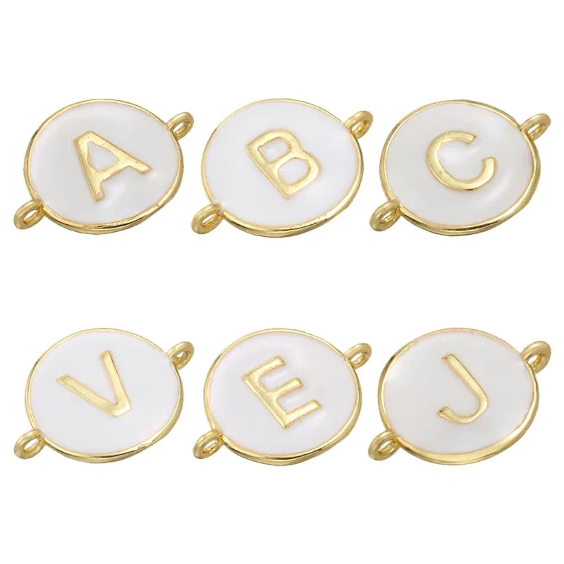 Color: Navy - ZHUKOU 13x18mm white brass 26 letters jewelry connector for women bracelet necklace handmade jewelry accessories model: VS440