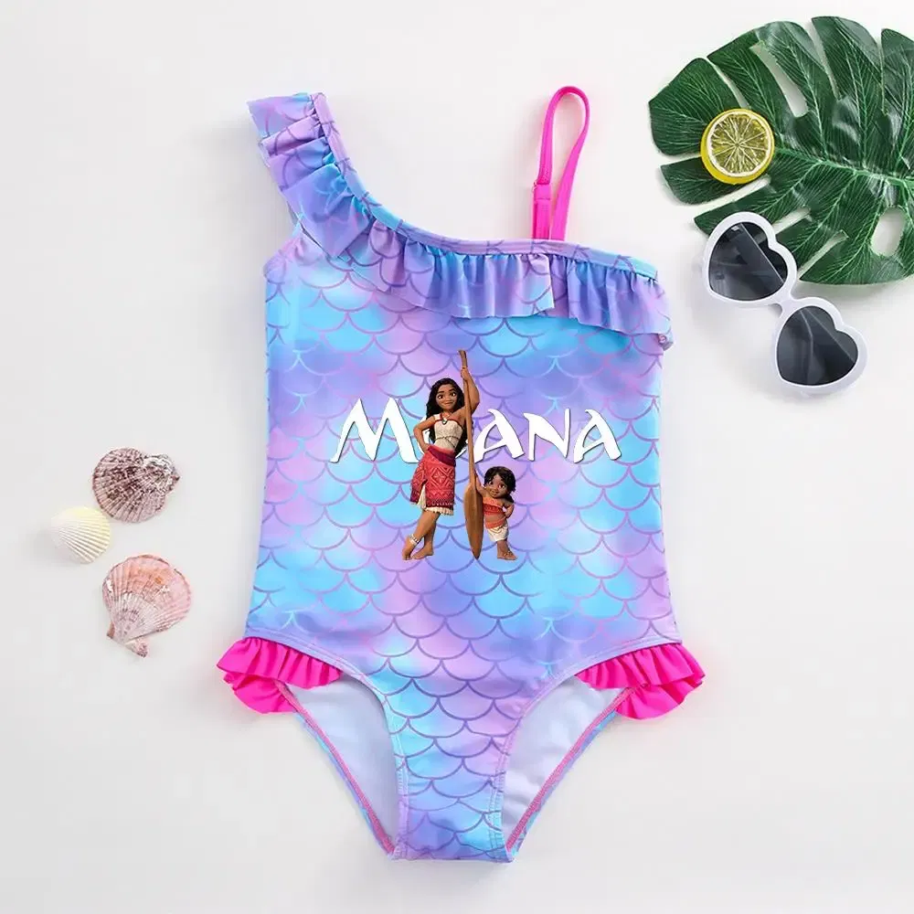 Color: Beige, Kid Size: 6M - Moana Baby Girl Mermaid Fish Scale Print Swimsuit One-Piece Swimwear Toddler Bathing Suit Beach Outfit