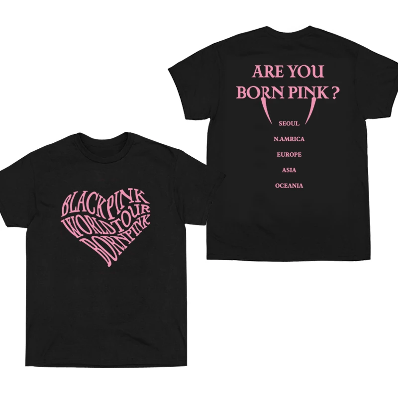Color: Pink, Size: XL - 100% Cotton T Shirt Men Women T-shirt Black Print Pink Kpop Short Sleeve Casual Oversized Girl Tee Fashion Big Size Clothing